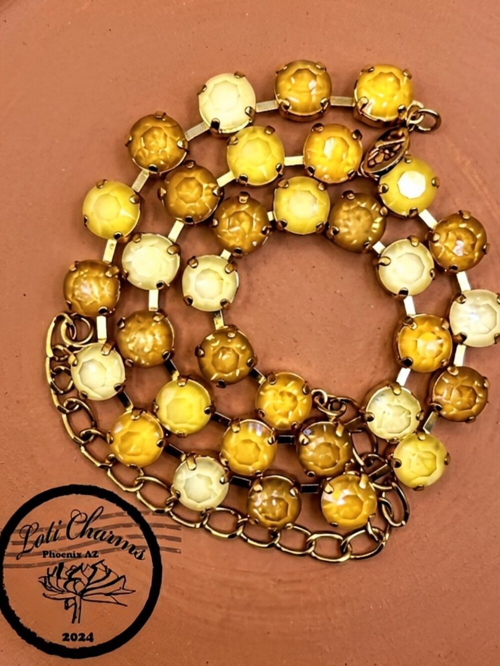 Ginger & Lemon Cake Crystals in Classic 18K Gold Plated Tennis Necklace